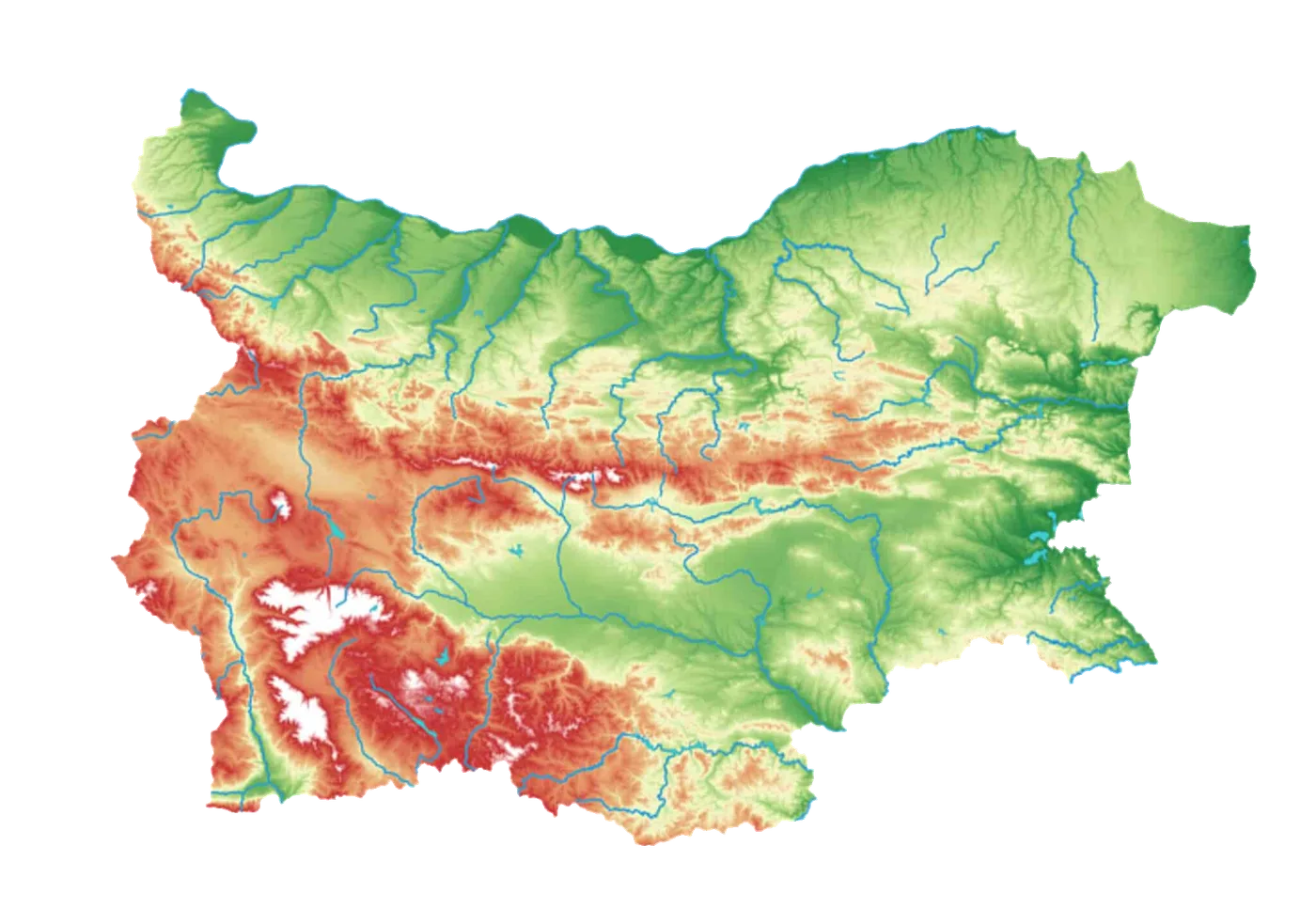 Карта на планините на България